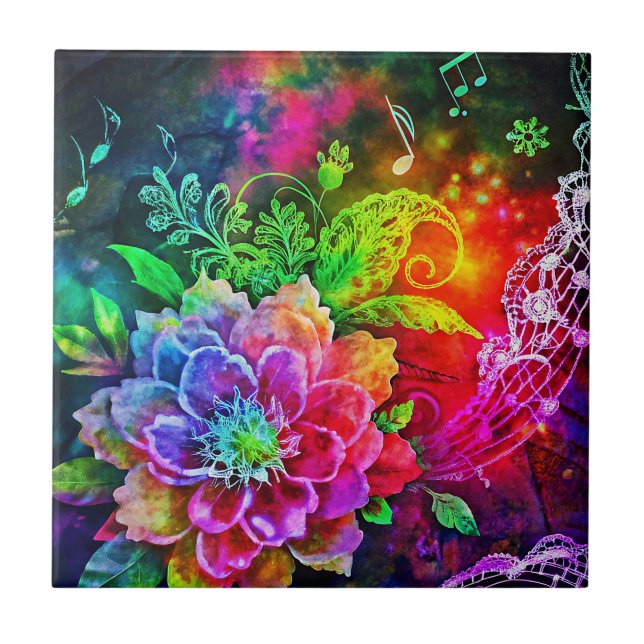 Hippie Art Ceramic Tile (Front)