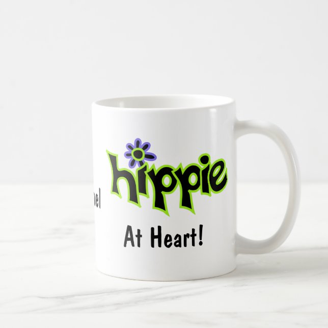 Hippie at Heart Black Green Art Name Personalised Coffee Mug (Right)