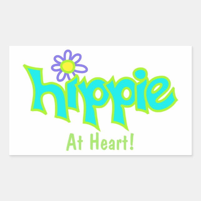Hippie at Heart Turquoise Art Custom Rectangular Sticker (Front)