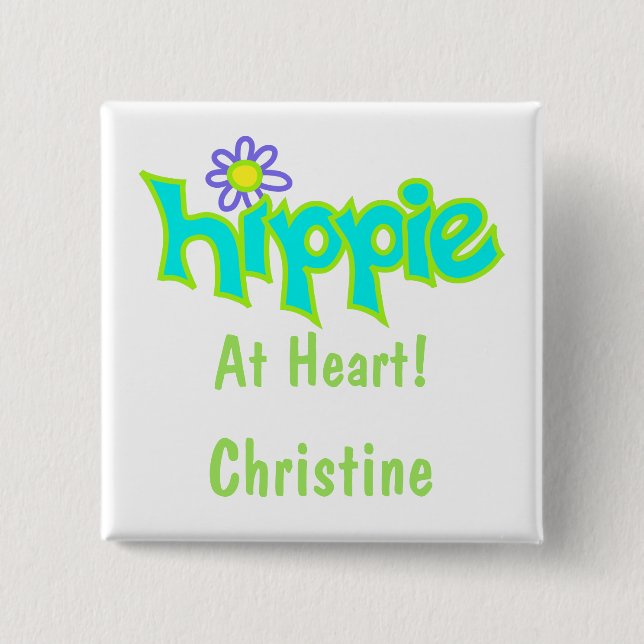 Hippie at Heart Turquoise Art Name Badge (Front)