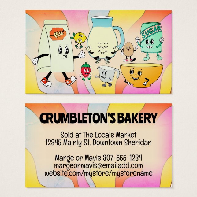 Hippie baking ingredients bakery business card (Front & Back)