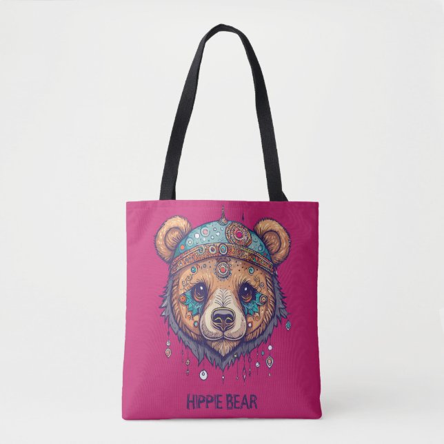 Hippie Bear I Tote Bag (Front)