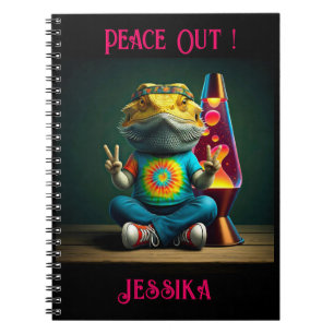 Hippie Bearded Dragon Peace Retro Custom Notebook