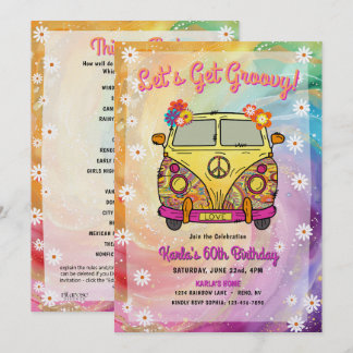 Hippie Birthday Party Invitation and Game