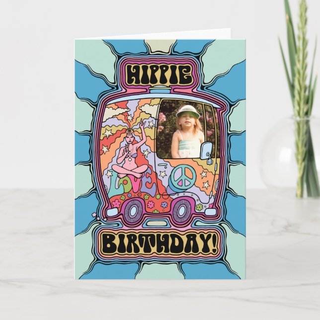 Hippie Birthday Personalizable Card (Front)