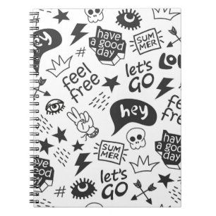 Hippie Black & White: Vintage Style Notebook