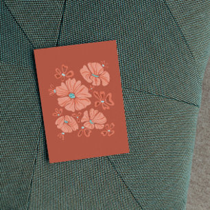 Hippie Blooms: Abstract Red Flower Power Artwork Holiday Postcard