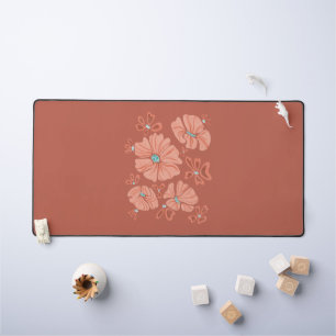 Hippie Blooms: Abstract Red Flower Power Desk Mat