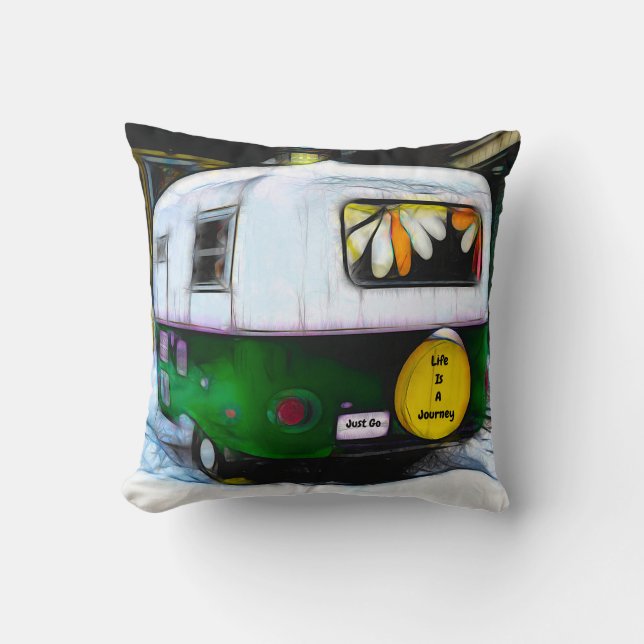 Hippie Bohemian Life Is A Journey Just Go Trailer Cushion (Front)