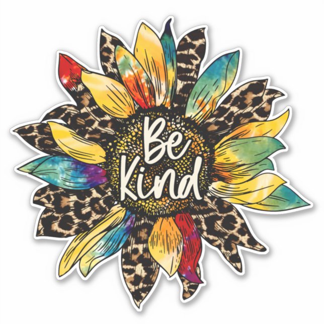 Hippie Boho Colourful Sunflower Be Kind (Front)