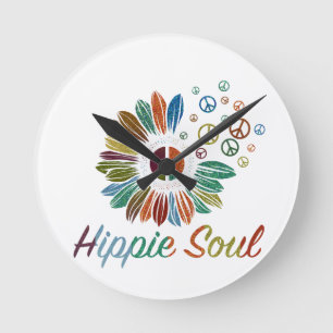 Hippie Boho Peace and Love Soul  Round Clock