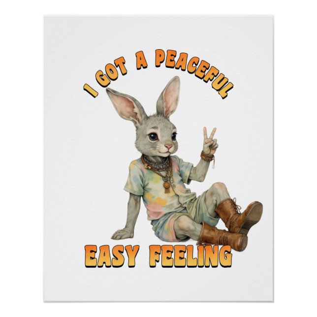 Hippie Boho Peaceful Easy Feeling Rabbit Bunny  Poster (Front)