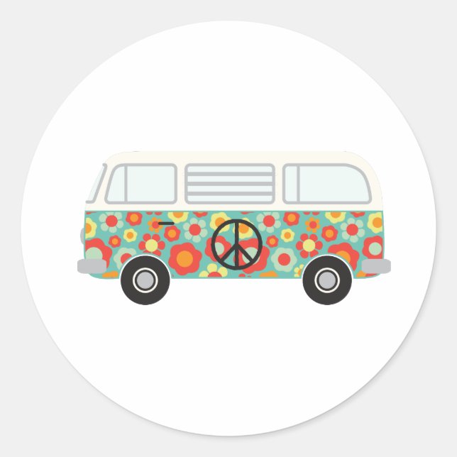Hippie Bus Classic Round Sticker (Front)