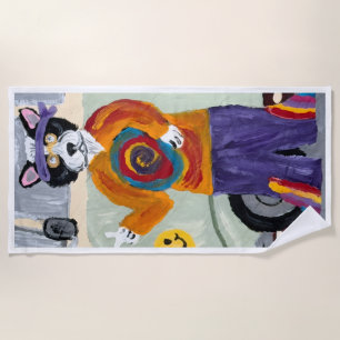 Hippie Cat Daddy  Beach Towel