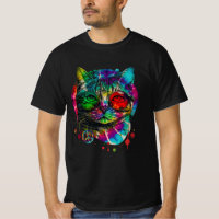 Hippie Cat Tie Dye Peace Sign 60s Psychedelic Pet