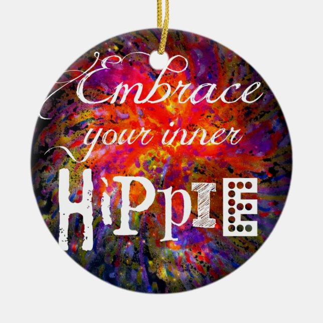 Hippie Ceramic Tree Decoration (Front)