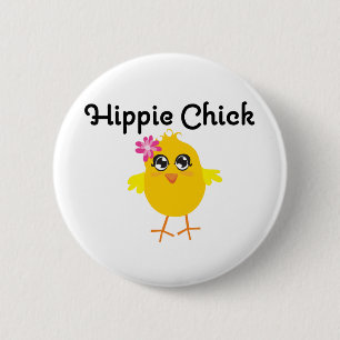 Hippie Chick 1 6 Cm Round Badge