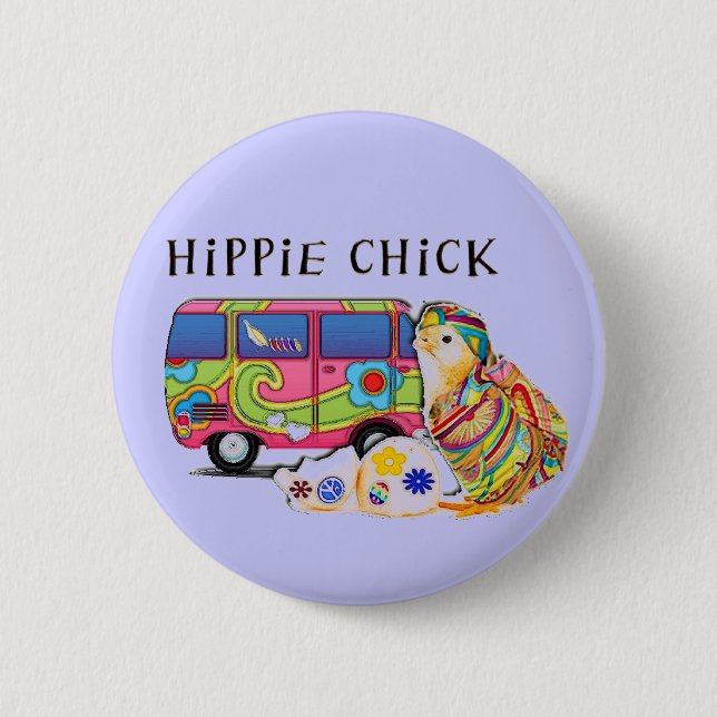 Hippie Chick 6 Cm Round Badge (Front)