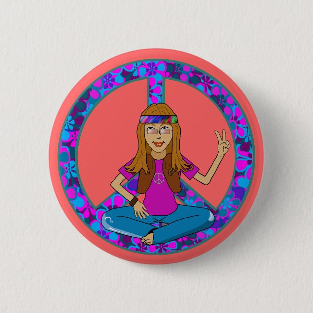 Hippie Chick 6 Cm Round Badge (Front)