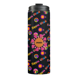 Hippie Chick Flower Power Peace Personalised  Thermal Tumbler