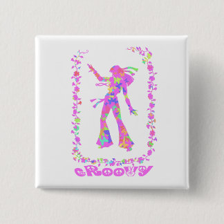 Hippie Chick Groovy Button