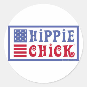 Hippie Chick retro design sticker
