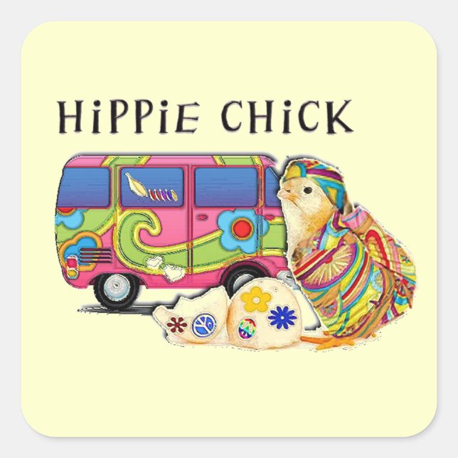 Hippie Chick Square Sticker (Front)