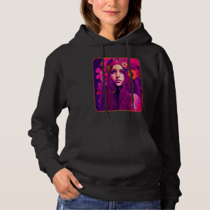 Hippie Child In Pink With Flowers In Her Hair Retr Hoodie