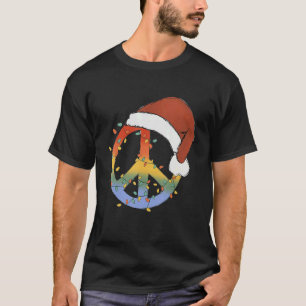 Hippie Christmas Peace Sign Light Tie Dye Merry Ch T-Shirt