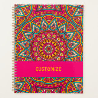 Hippie Colourful Pink Mandela 70s Boho Planner