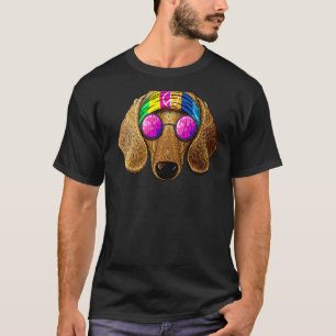 Hippie Dachshund Love Peace Sign 70s Hippie Wiener T-Shirt