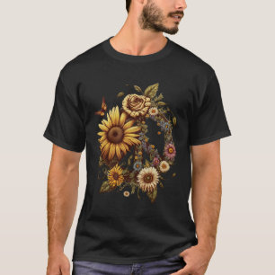 Hippie Daisy Peace Sign Retro Flower Sunflower 1 T-Shirt