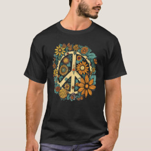 Hippie Daisy Peace Sign Retro Flower Sunflower T-Shirt