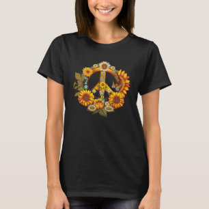 Hippie Daisy Peace Sign Retro Flower Sunflower T-Shirt