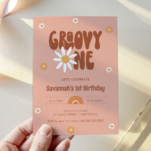 HIPPIE DAZE Groovy One 1st Birthday Party Invitation