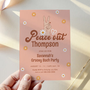 HIPPIE DAZE Peace Out Bachelorette Party Invitation