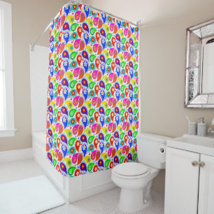 Hippie Daze, Peace Signs, Colourful Shower Curtain