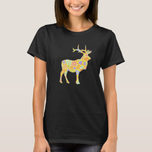 Hippie Deer Love Floral Peace Love Sign Floral Hip T-Shirt