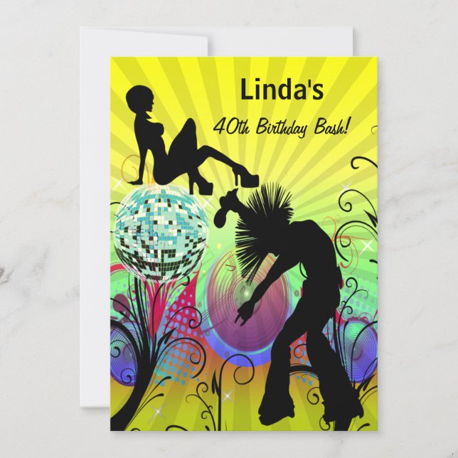 hippie disco retro  party Invitation (Front)