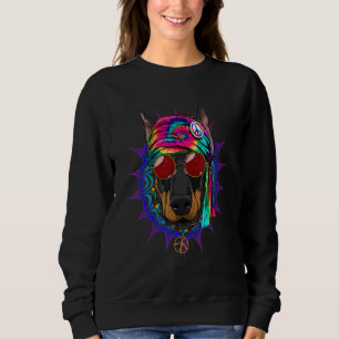 Hippie Doberman Pinscher Tie Dye Peace Sign Psyche Sweatshirt