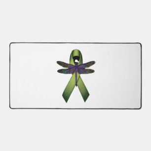 Hippie Dragonfly Green Ribbon Cerebral Palsy Aware Desk Mat