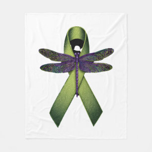 Hippie Dragonfly Green Ribbon Cerebral Palsy Aware Fleece Blanket