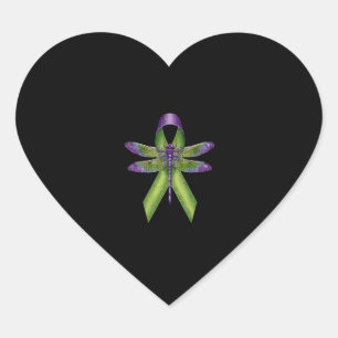 Hippie Dragonfly Green Ribbon Cerebral Palsy Aware Heart Sticker