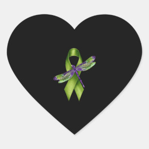 Hippie Dragonfly Green Ribbon Cerebral Palsy Aware Heart Sticker