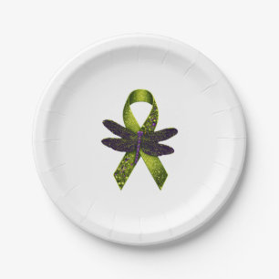 Hippie Dragonfly Green Ribbon Cerebral Palsy Aware Paper Plate