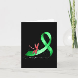 Hippie Dragonfly Green Ribbon Kidney Disease Aware Card