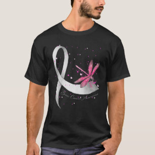Hippie Dragonfly Grey Ribbon Brain Cancer Awarenes T-Shirt