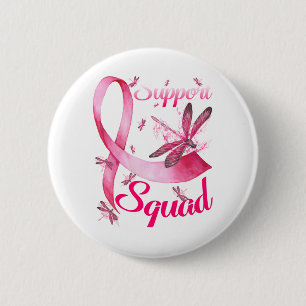 Hippie Dragonfly Pink Ribbon Breast Cancer 6 Cm Round Badge