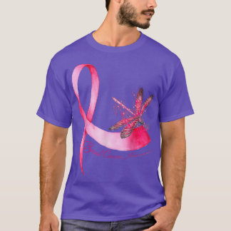 Hippie Dragonfly Pink Ribbon Breast Cancer Awarene T-Shirt