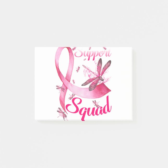 Hippie Dragonfly Pink Ribbon Breast Cancer Post-it Notes (Front)